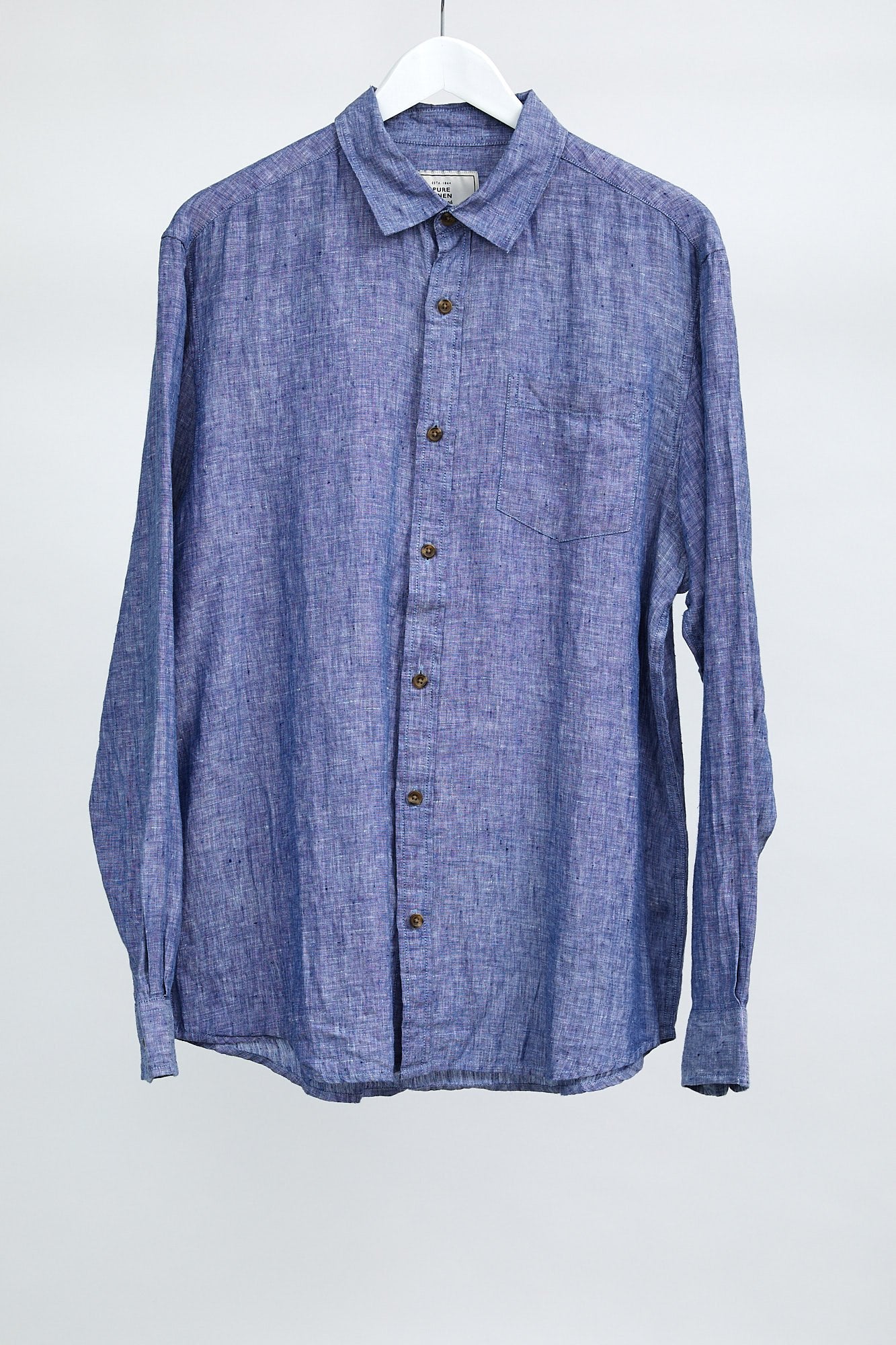 Mens John Lewis Blue Linen Shirt: Size Medium
