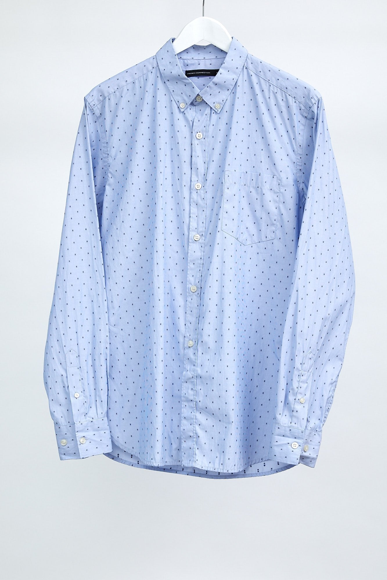 Mens French Connection Blue Spot Shirt: Size Medium