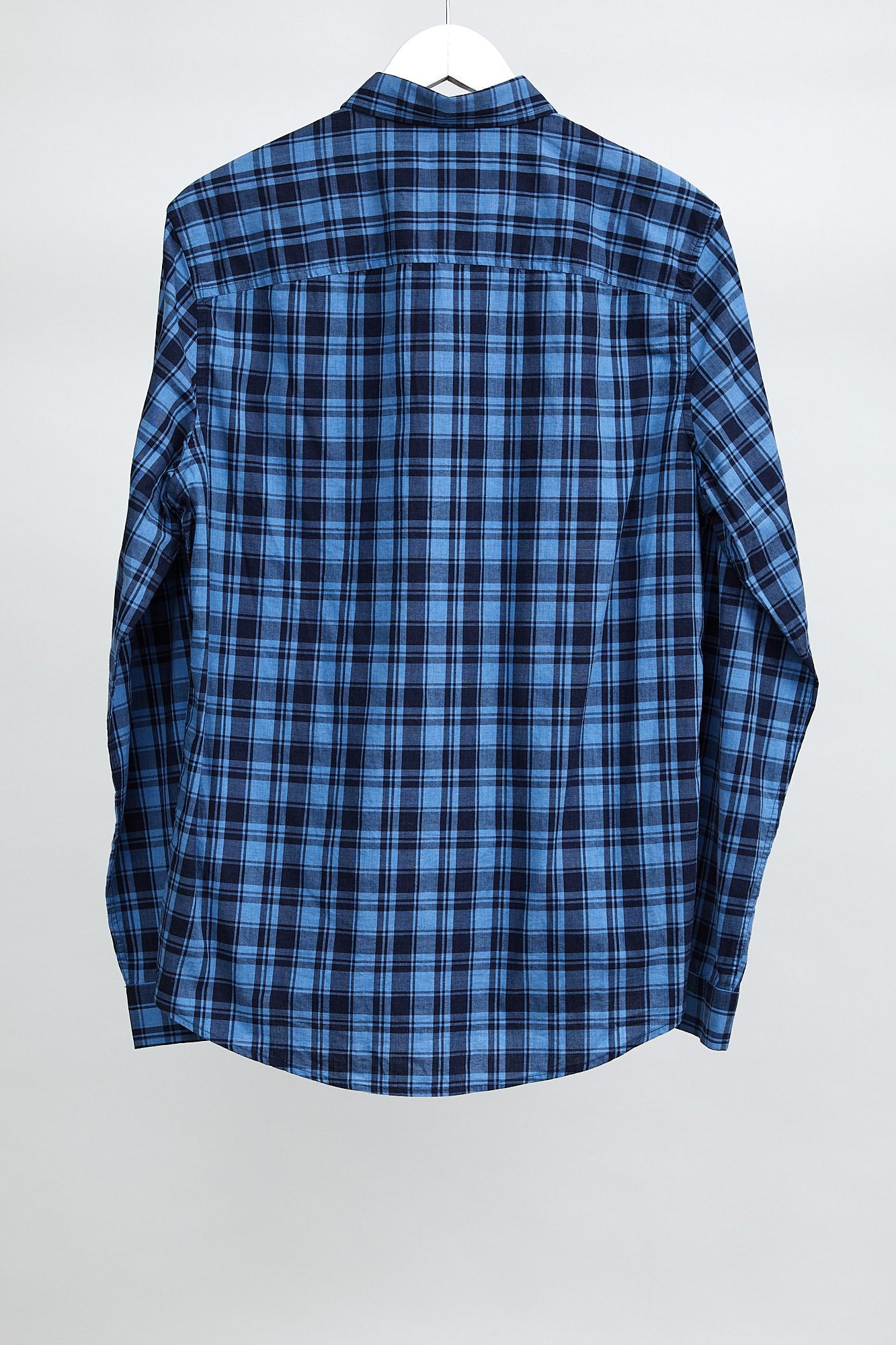 Mens Blue Check Oxford Shirt: Size Medium