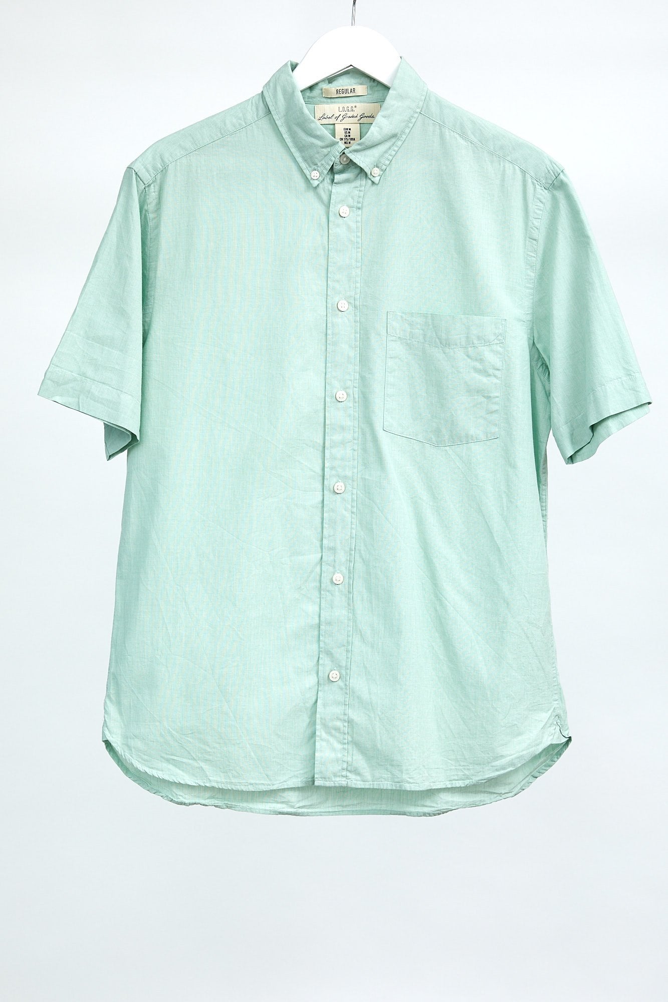 Mens H&M Green Short Sleeve Oxford Shirt: Size Medium