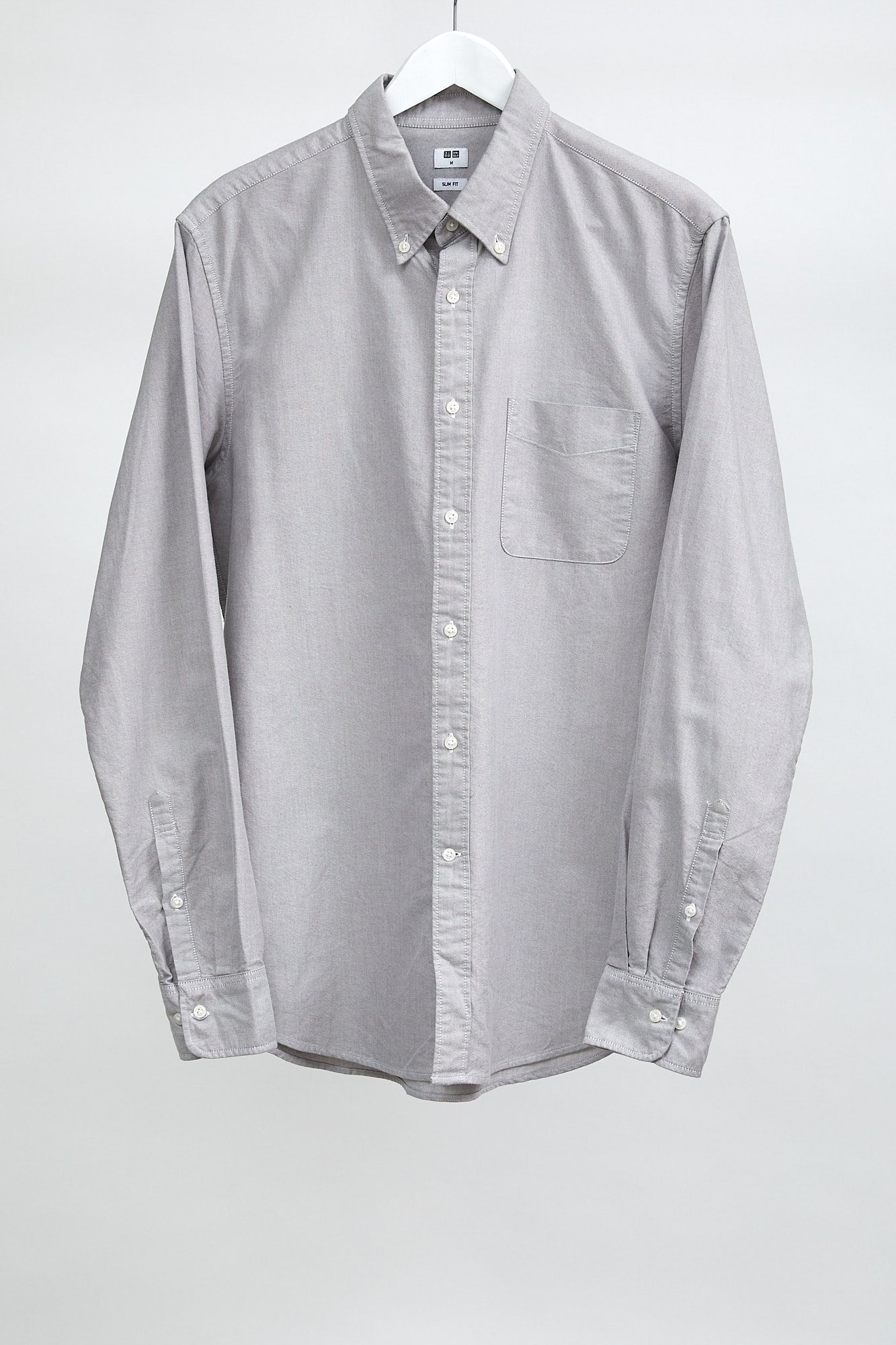 Mens Grey Uniqlo Oxford Shirt: Size Medium