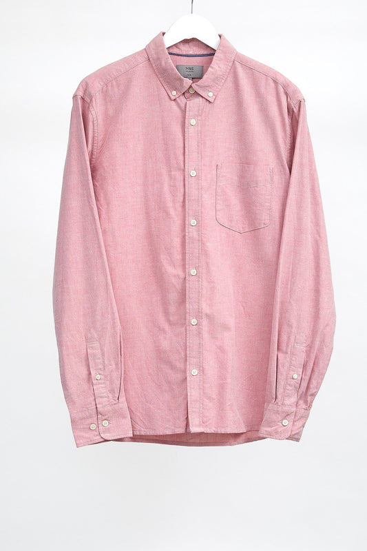Mens M&S Pink Oxford Shirt: Size Medium