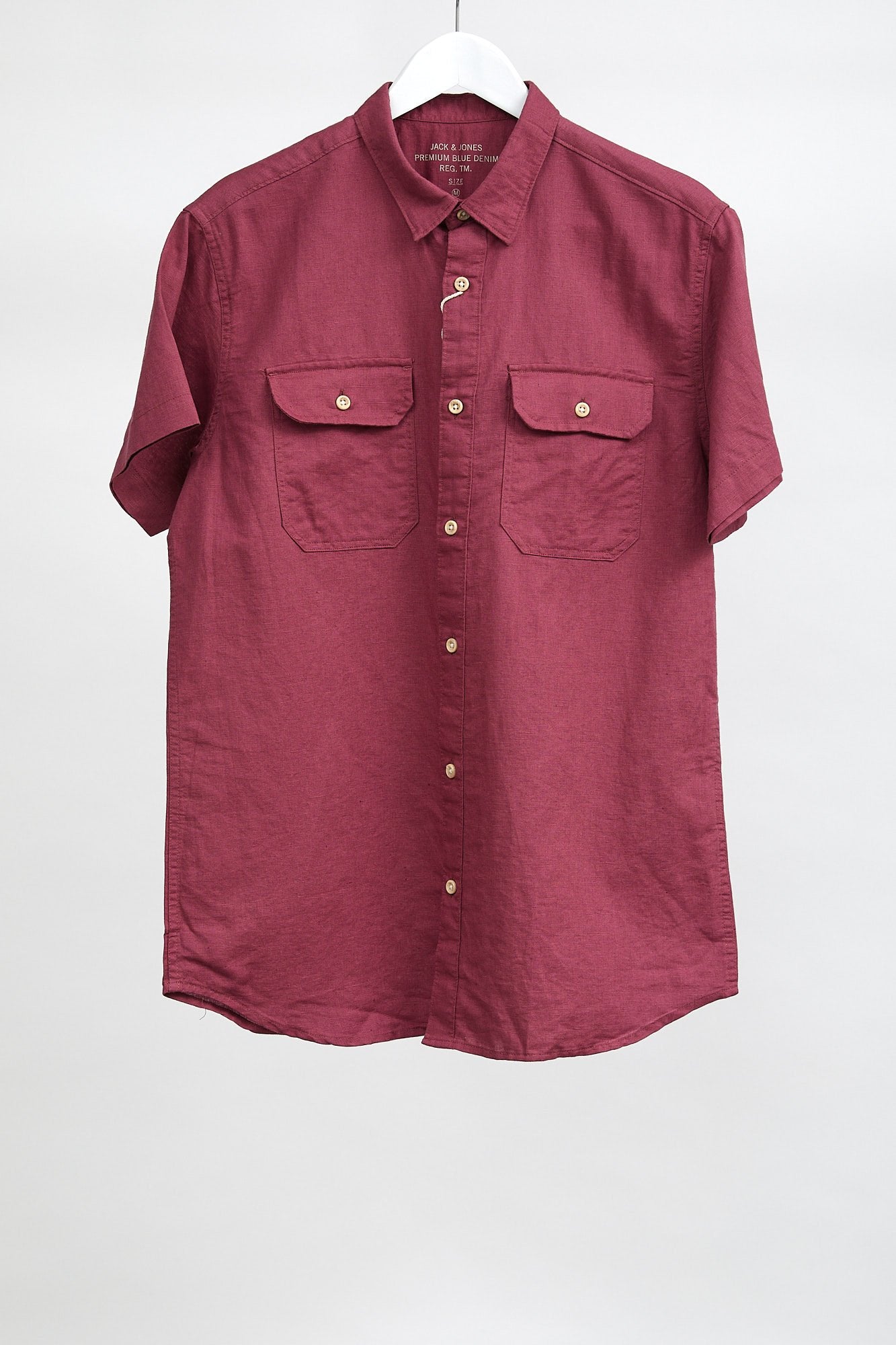 Mens Jack & Jones Pink Short Sleeve Shirt: Size Medium