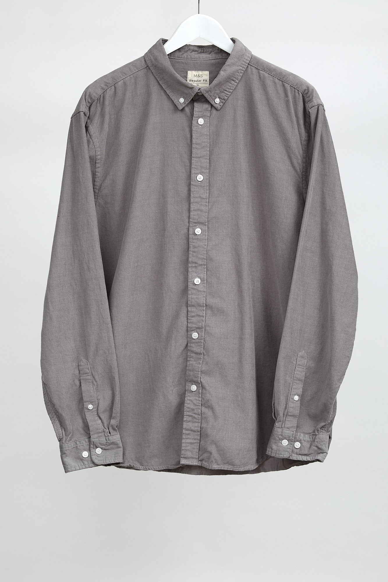 Mens M&S Grey Corduroy Shirt: Size Extra Large