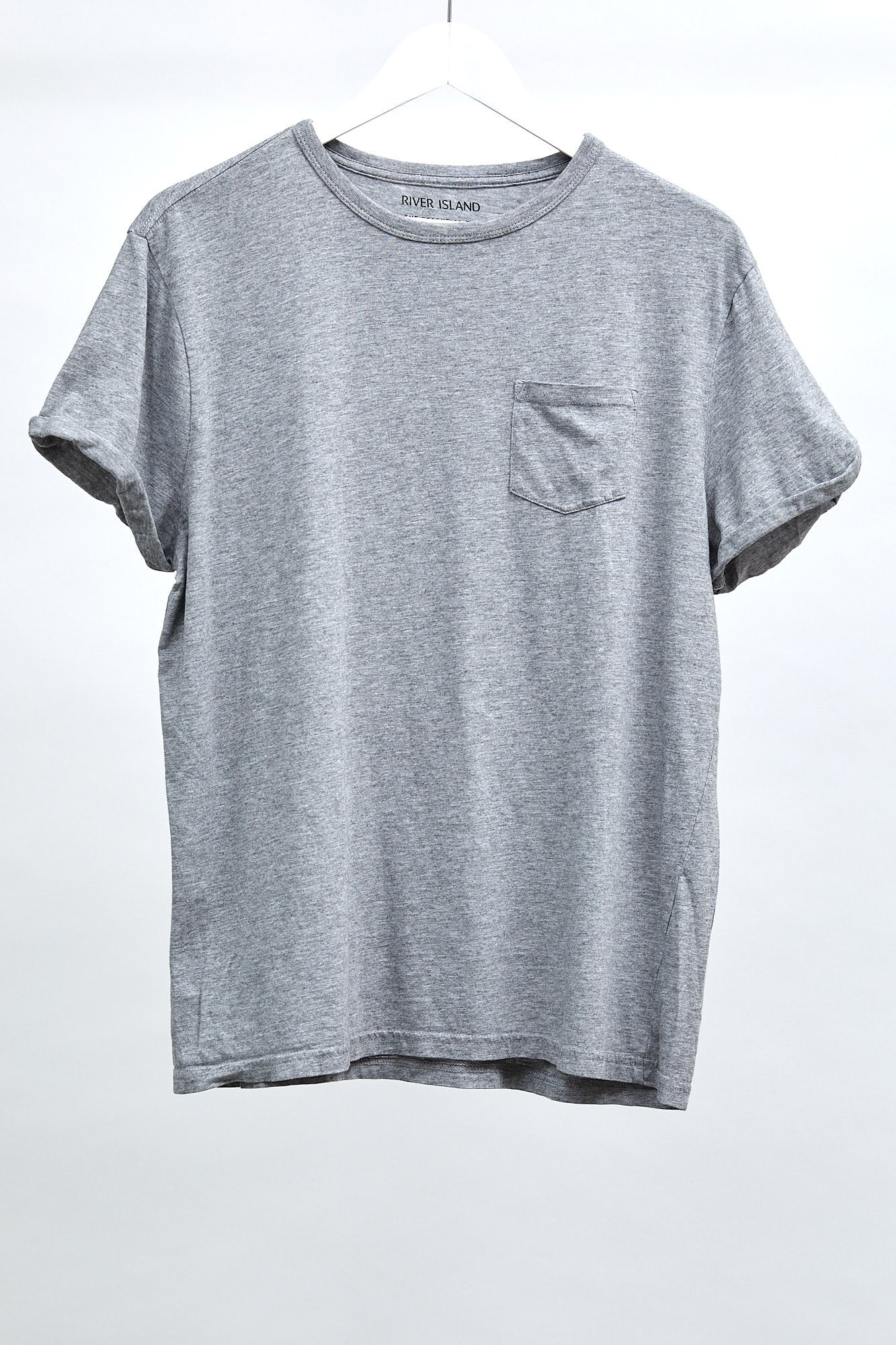 Mens River Island Light Grey T-Shirt: Size Large