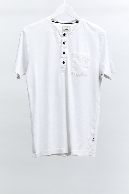 Mens White button up T-Shirt: Size Medium