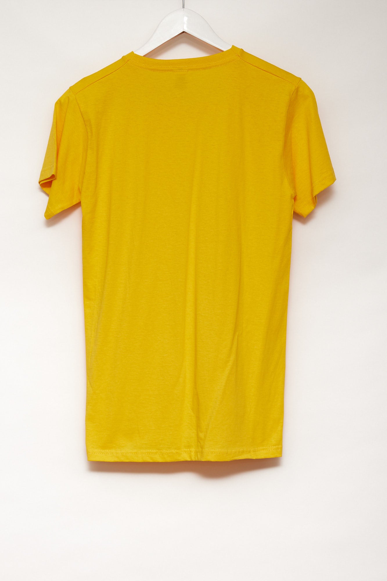 Mens Fruit of the Loom Yellow V-neck T-shirt: Size Small