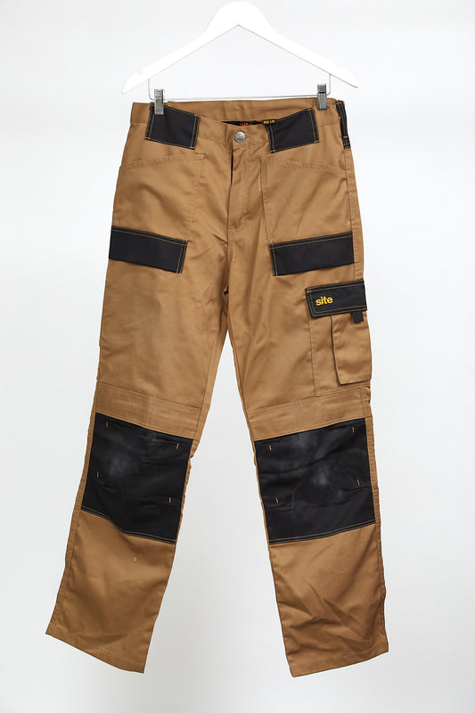 Mens Brown Workwear Cargo Trousers: Size W32