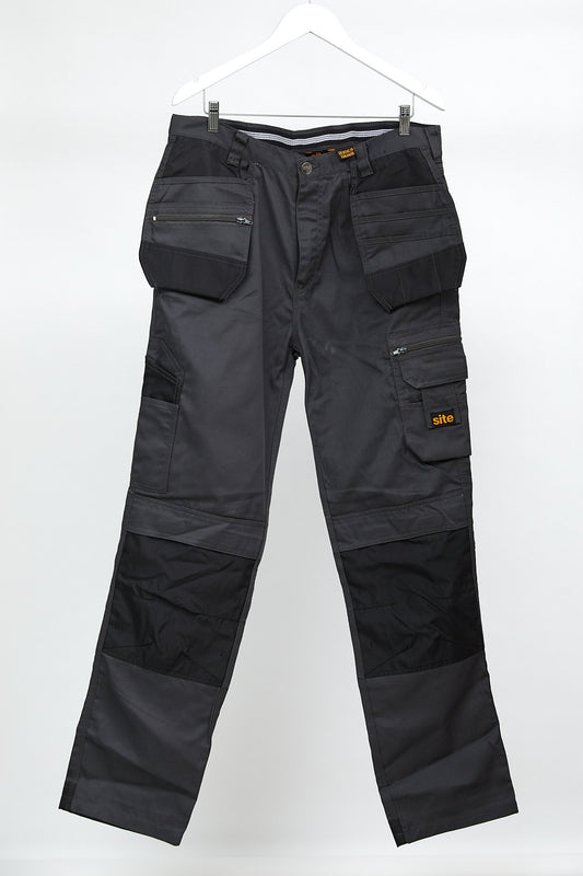 Mens Grey Workwear Cargo Trousers: W34