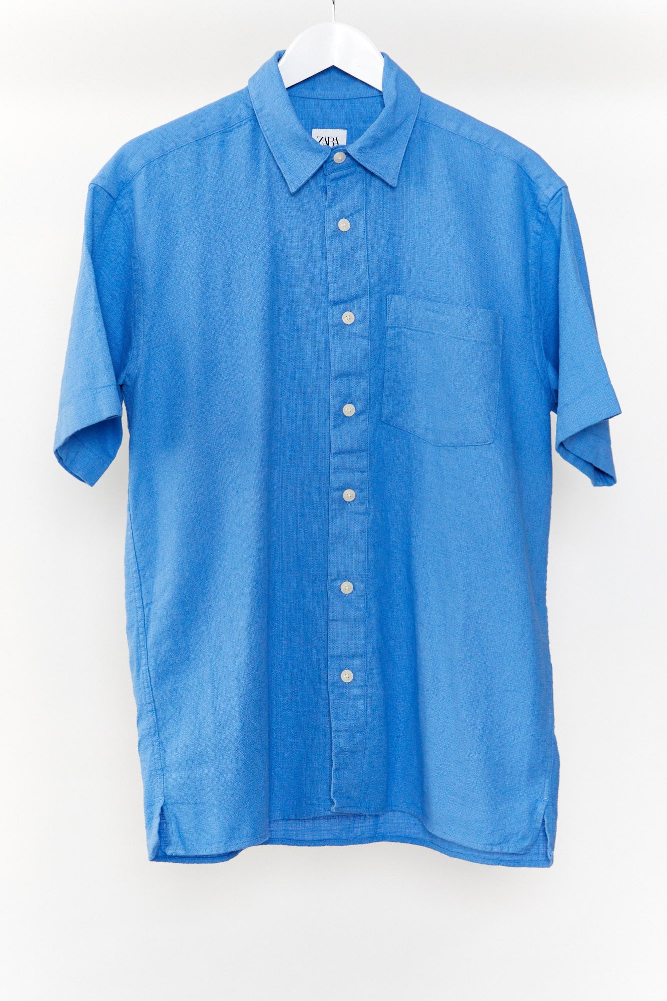 Mens Zara blue short sleeve shirt size medium