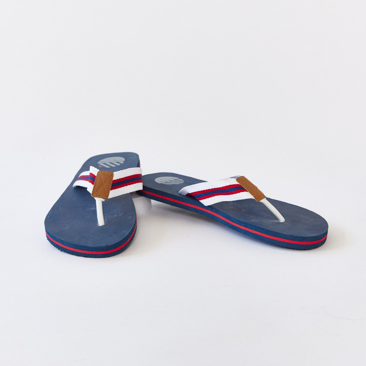 Mens blue, red & white thong sandal size 42