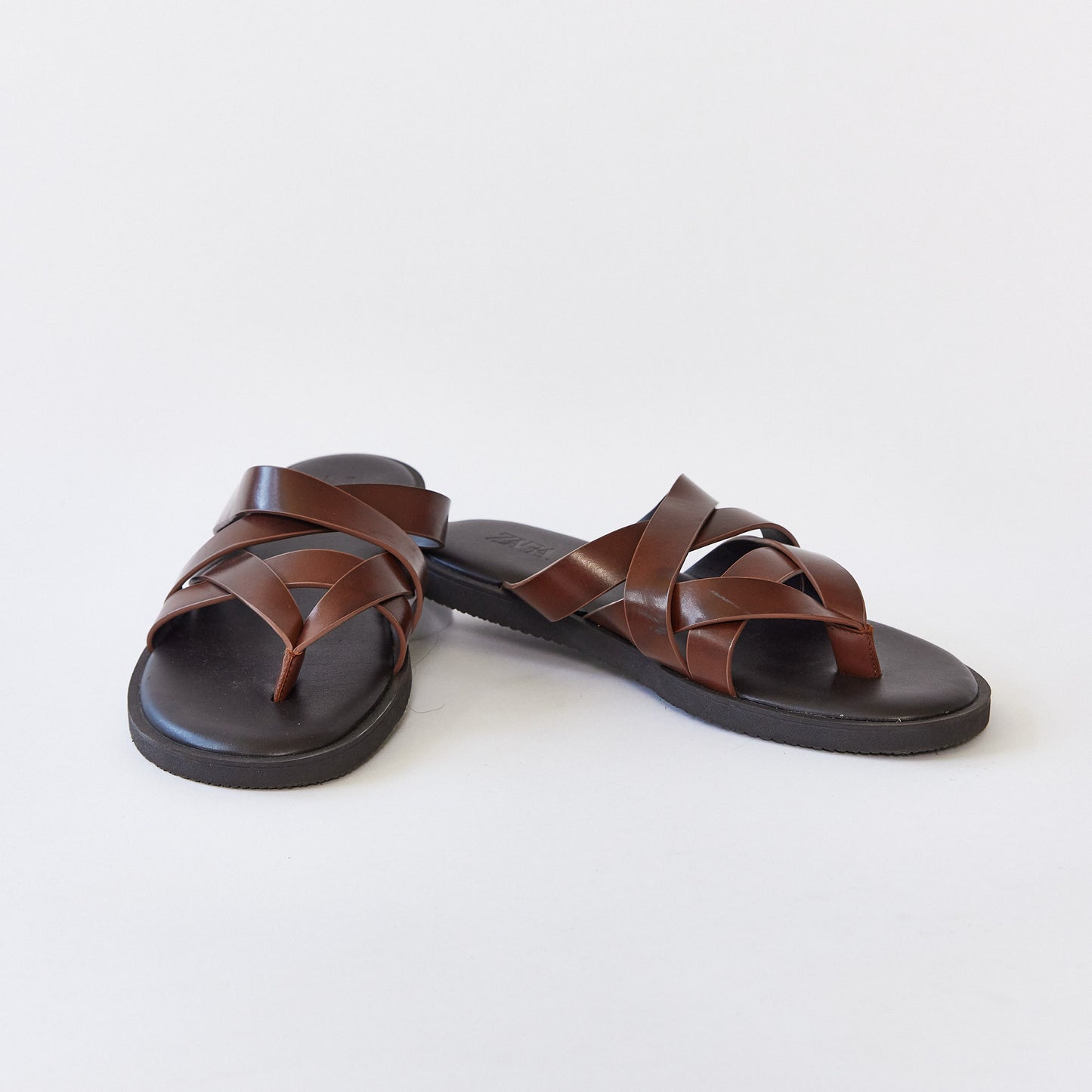 Mens brown Leather thong sandal size 42