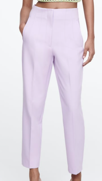 Jeans & Trousers, Zara Women Lavendar White Checked Flared Trouser .New as  unworn. Size 25-27 xs/s