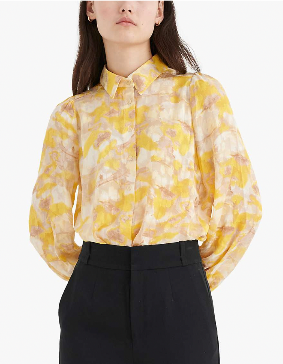 Womens In Wear Yellow print shirt size 10