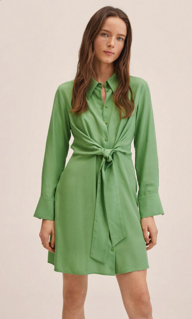 Womens Mango green shirt dress size medium