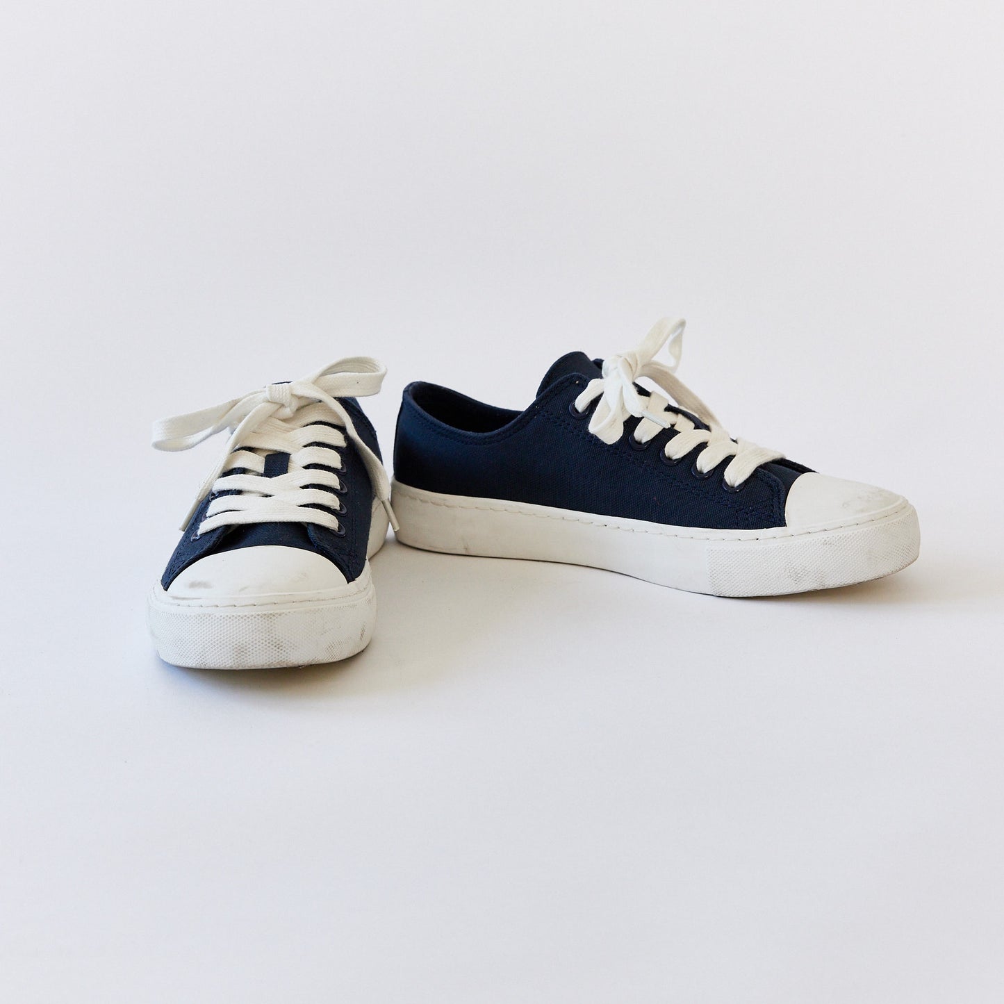 Navy & White Lace up Plimsoll Trainer Size 4