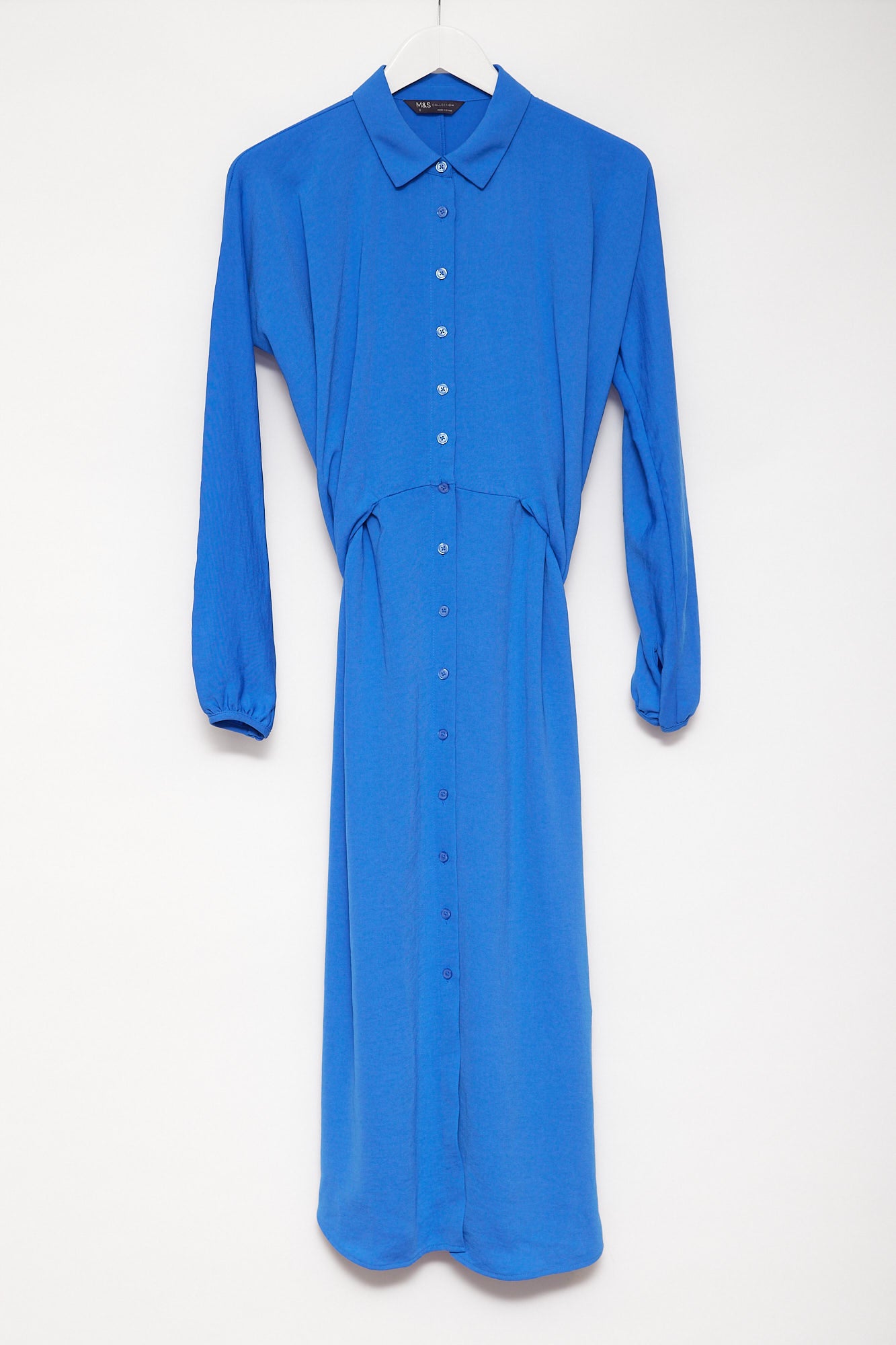 Womens M&S blue shirt dress with tie waist size small
