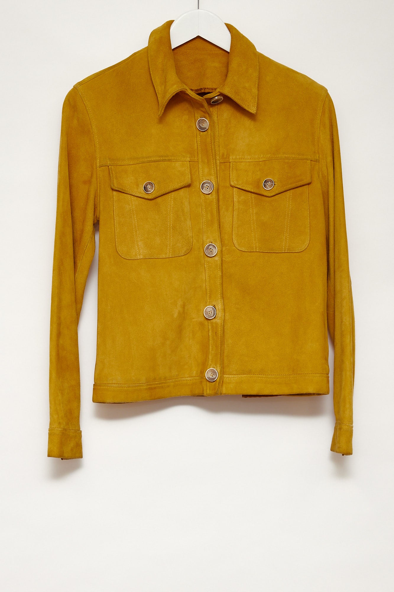 Womens Yellow suede over shirt style jacket size small
