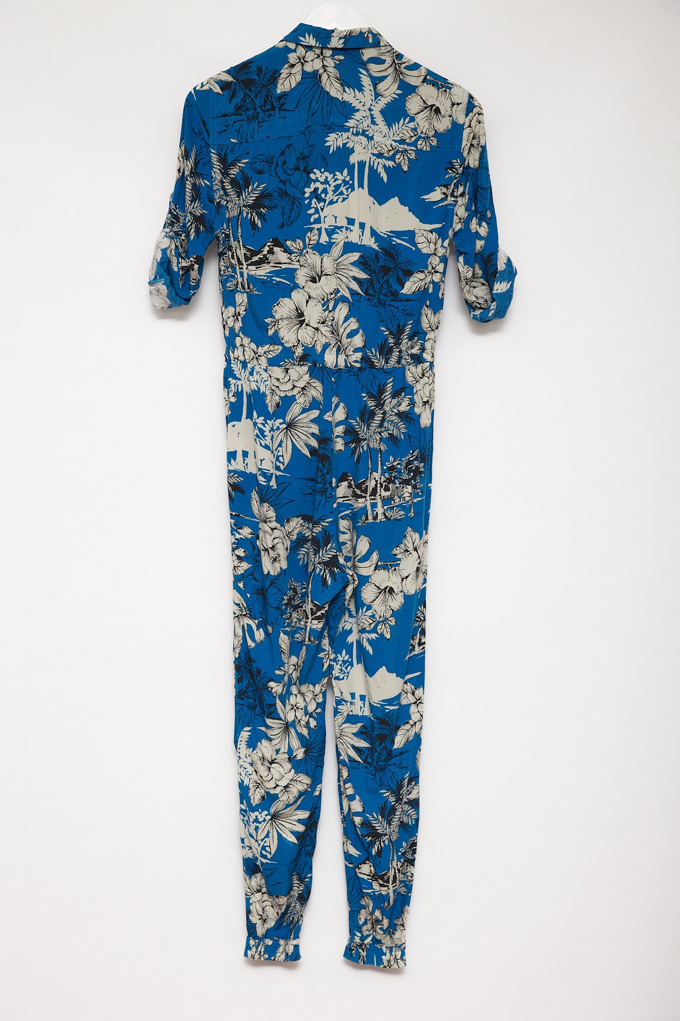 Womens Topshop blue tropical print jumpsuit size small