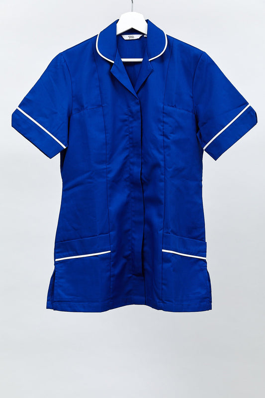Womens Blue Medical Nurse Uniform Tunic: Size Small