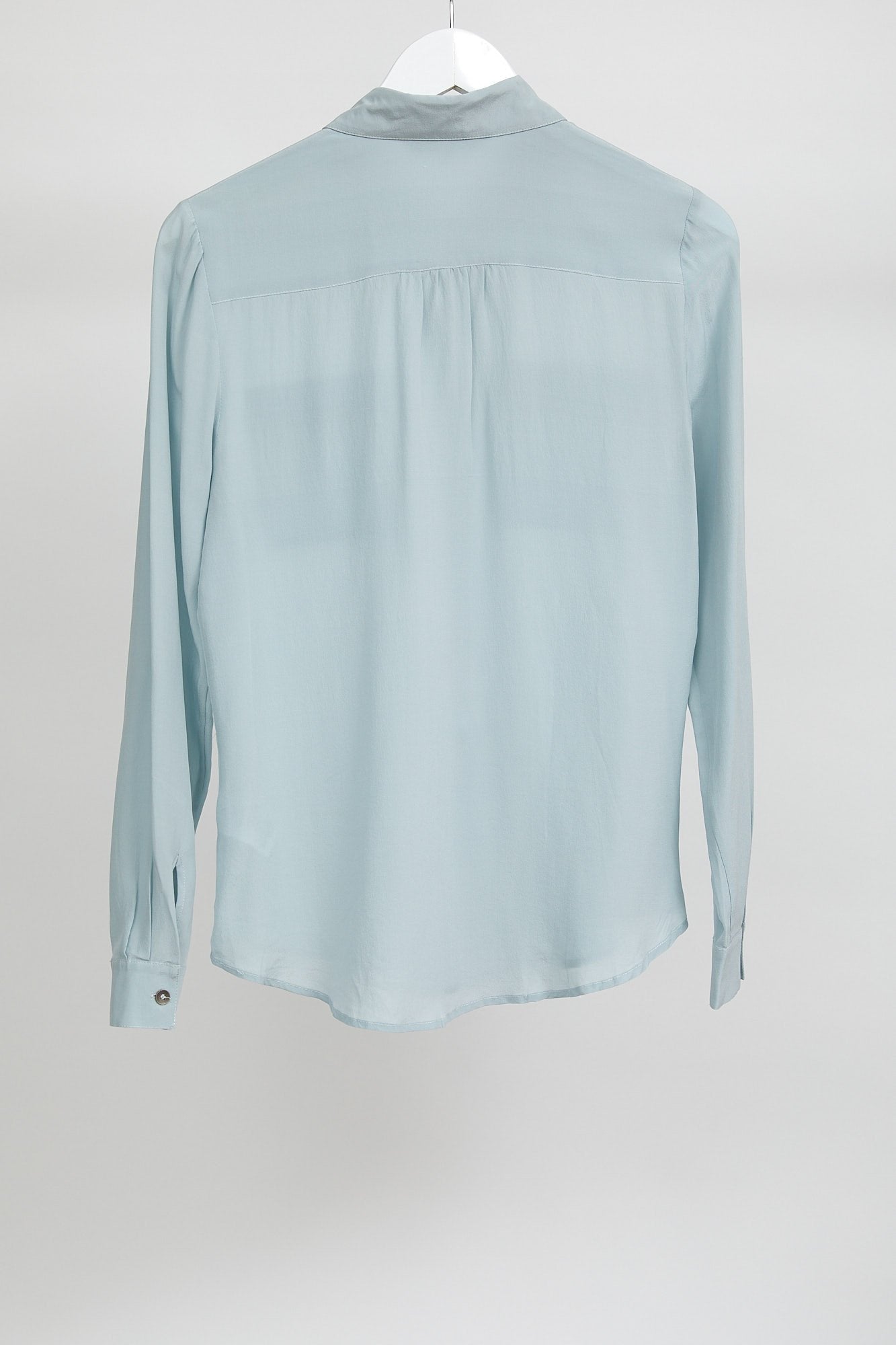 Womens John Lewis Blue Silk Shirt: Size 8 or Small