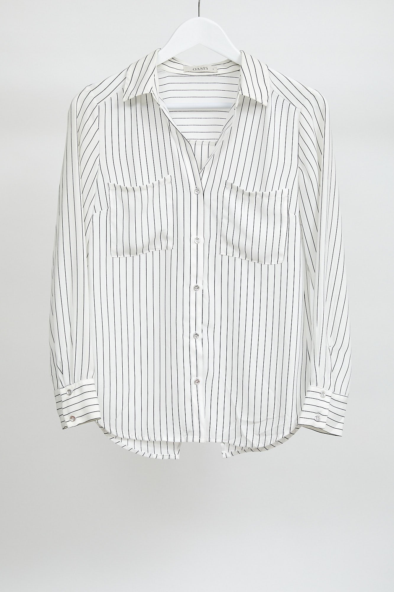 Womens Oasis White Stripe Shirt: Size Small