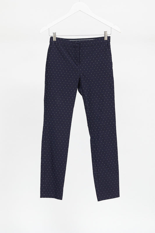 Womens Navy Polka Dot Pattern Trouser: Size 10 or Small