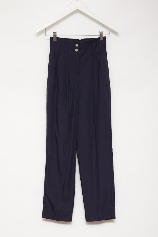 Womens Mango Navy High Waisted Trouser Size Extra Small