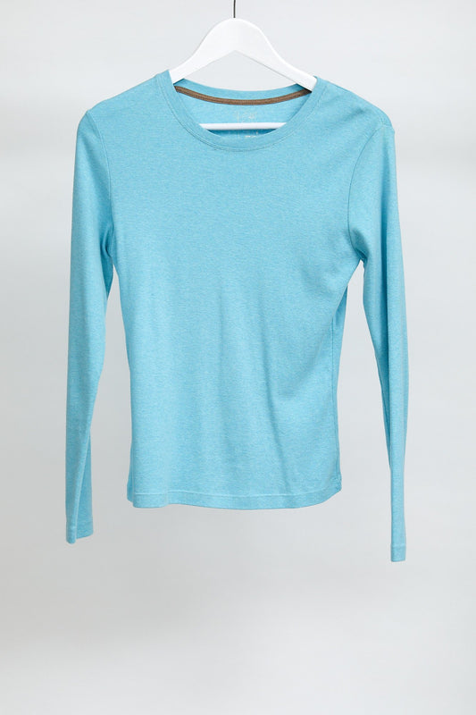 Womens Turquoise Blue Long Sleeve Top: Size Small