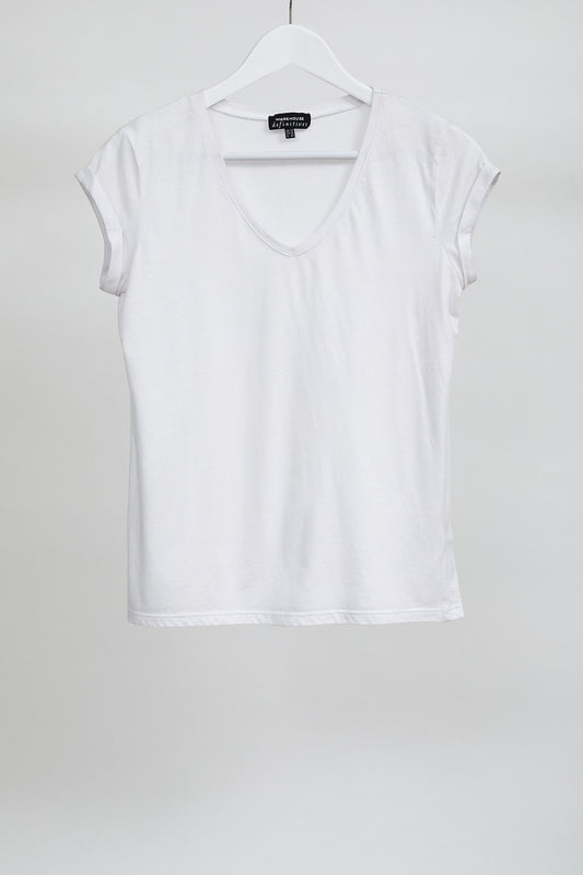 Womens White Short Sleeve Top: Size Small